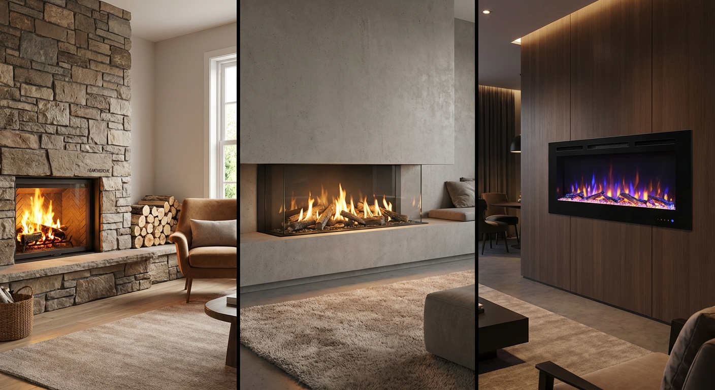 مقایسه شومینه هیزمی گازی و برقی