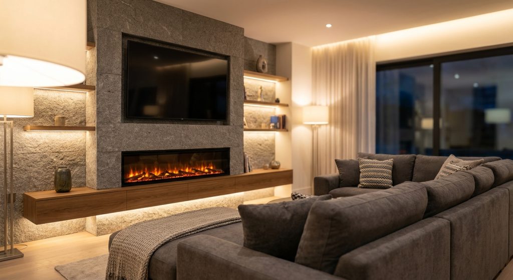 شومینه زیر تلویزیون